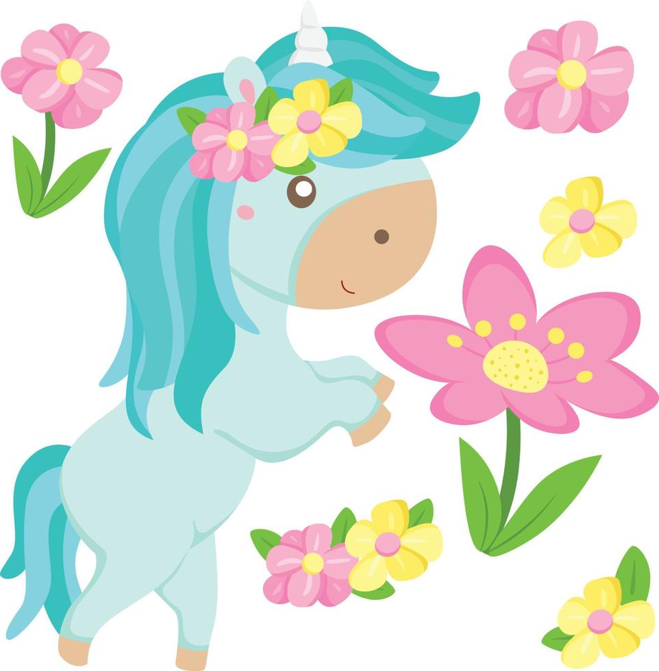 coloré licorne dessin animé fête décoration illustration vecteur clipart