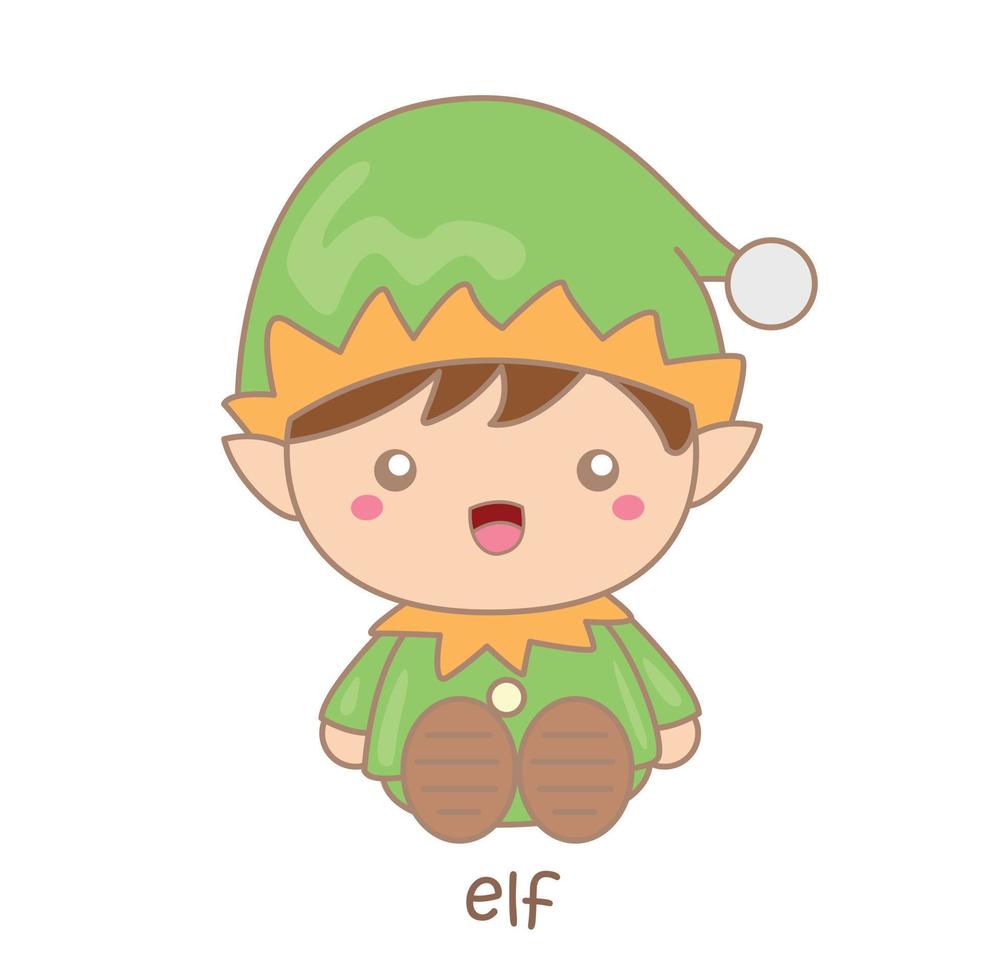 alphabet e pour elf vocabulaire illustration vecteur clipart