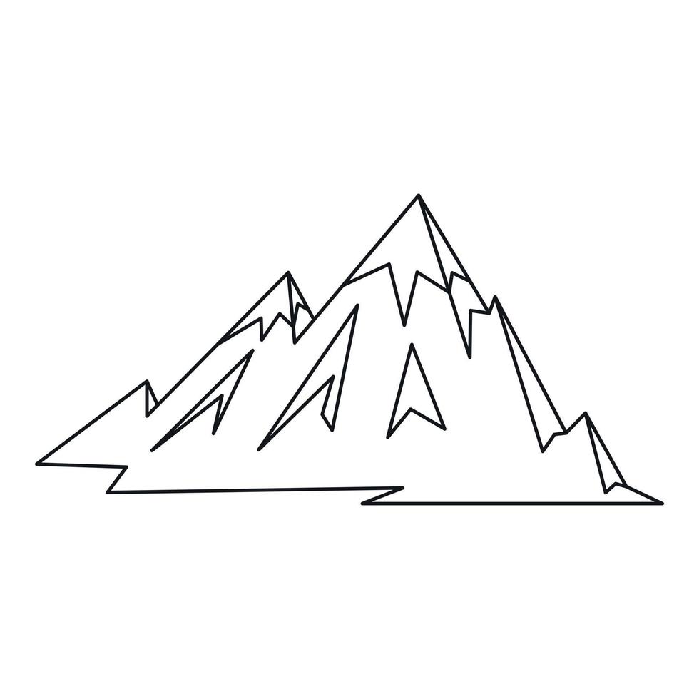 icône de montagnes, style de contour vecteur