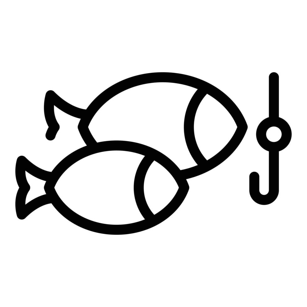 vecteur de contour d'icône de poisson d'hiver de glace. lac hiver