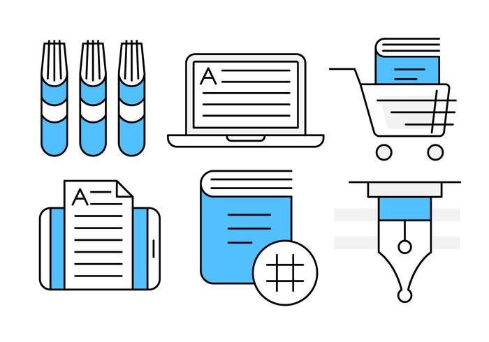 Icônes de livres linéaires vecteur