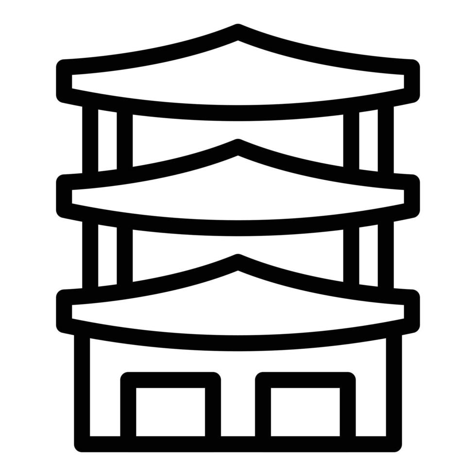 vecteur de contour d'icône de pagode de ville. japon kyoto