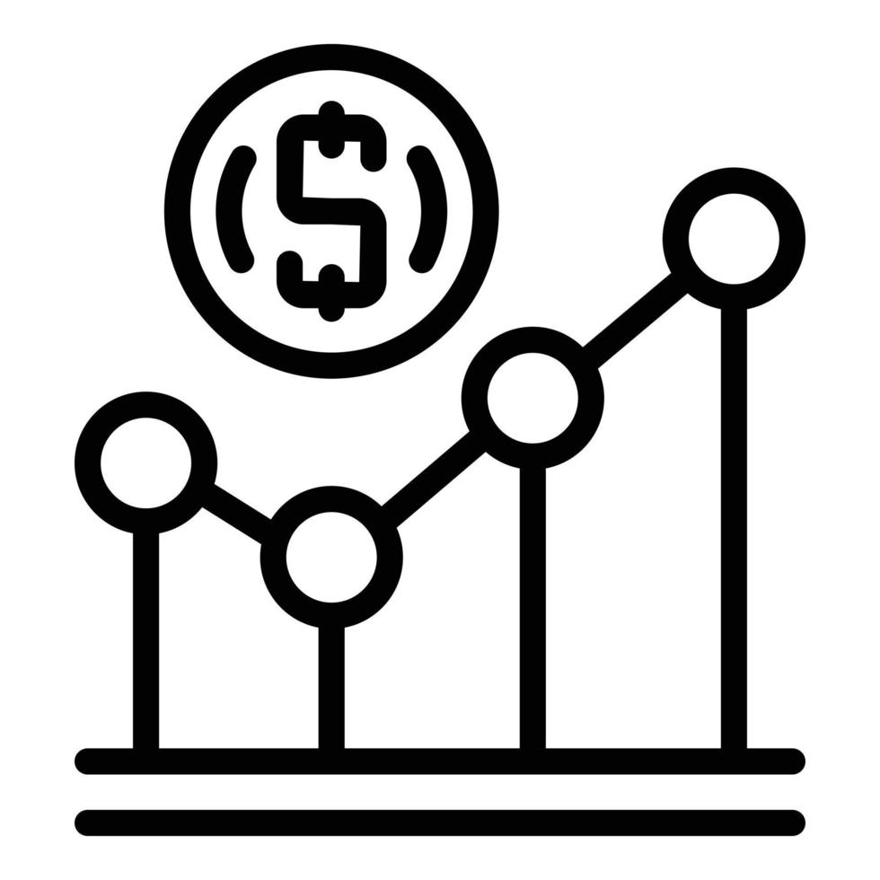 vecteur de contour d'icône de graphique d'argent. revenu passif