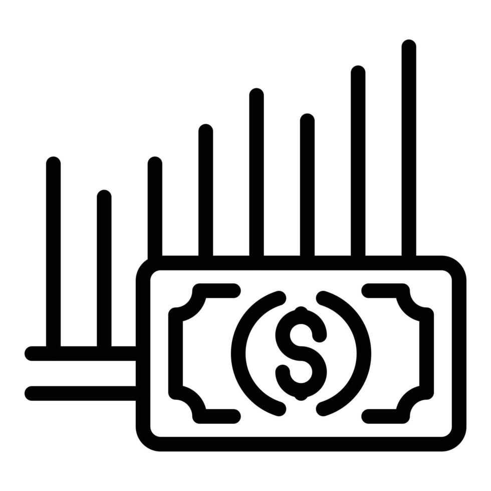 vecteur de contour d'icône de graphique d'argent. revenu passif