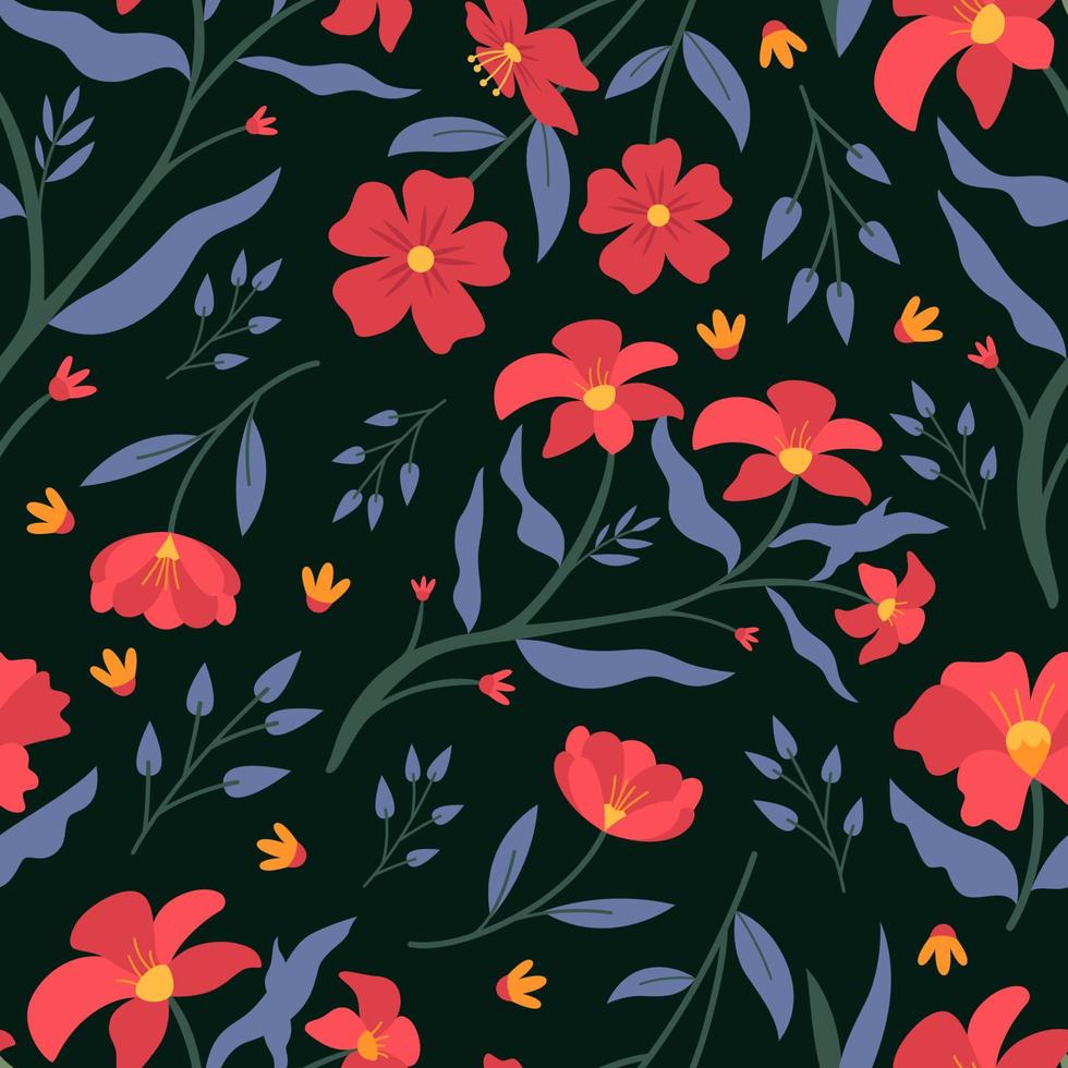 motif floral sans soudure dessiné à la main vecteur