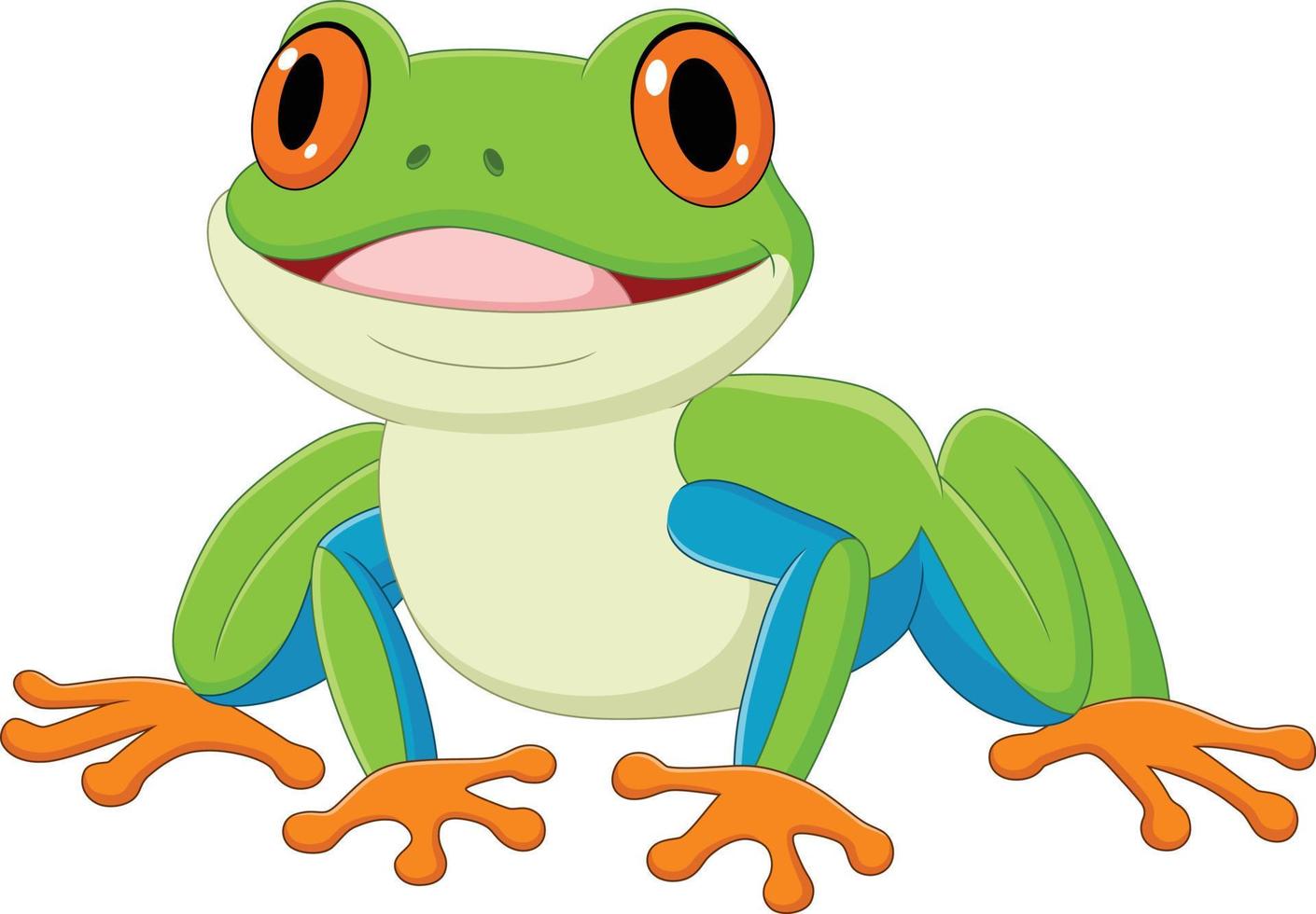 grenouille heureuse de dessin animé sur fond blanc vecteur