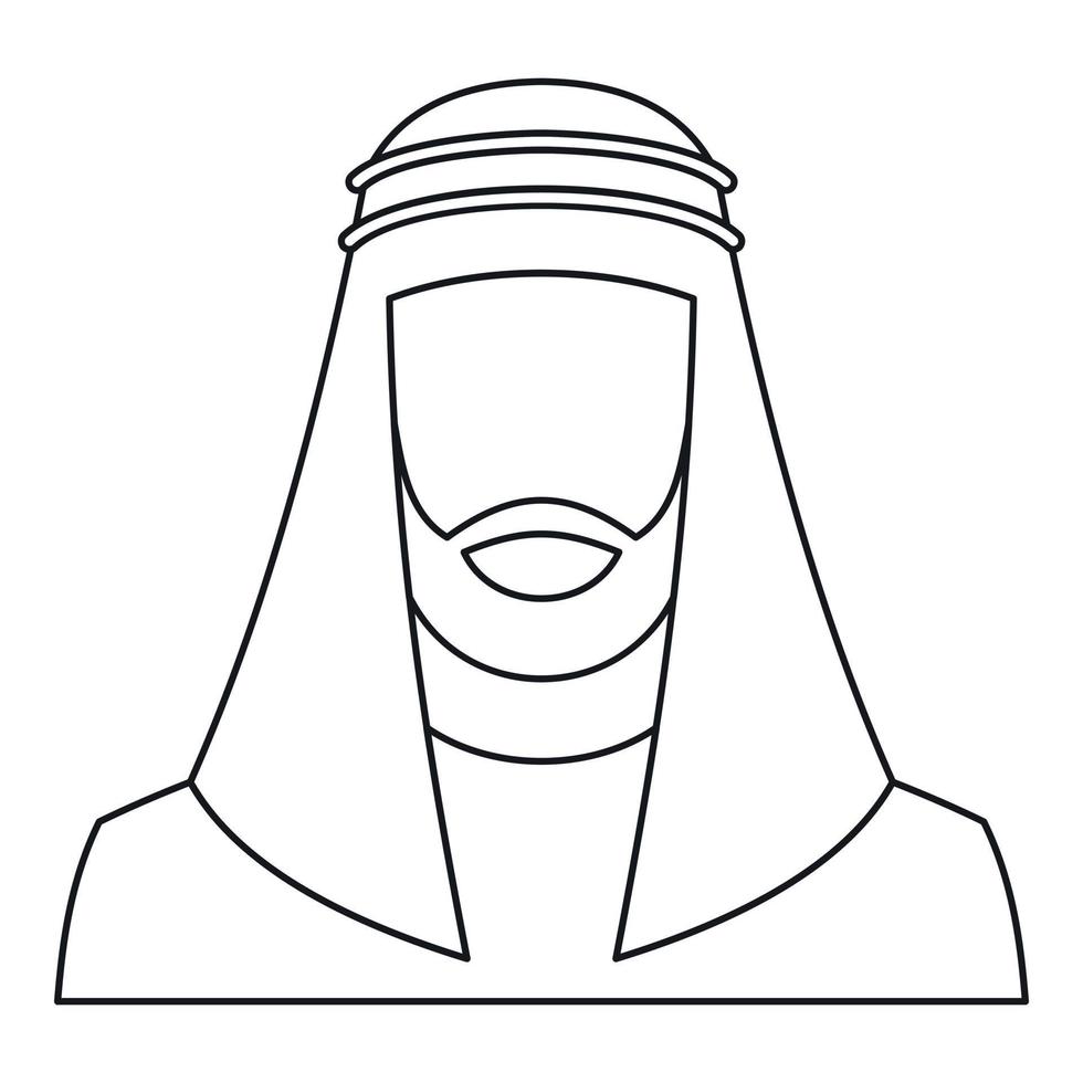 icône de l'homme arabe, style de contour vecteur