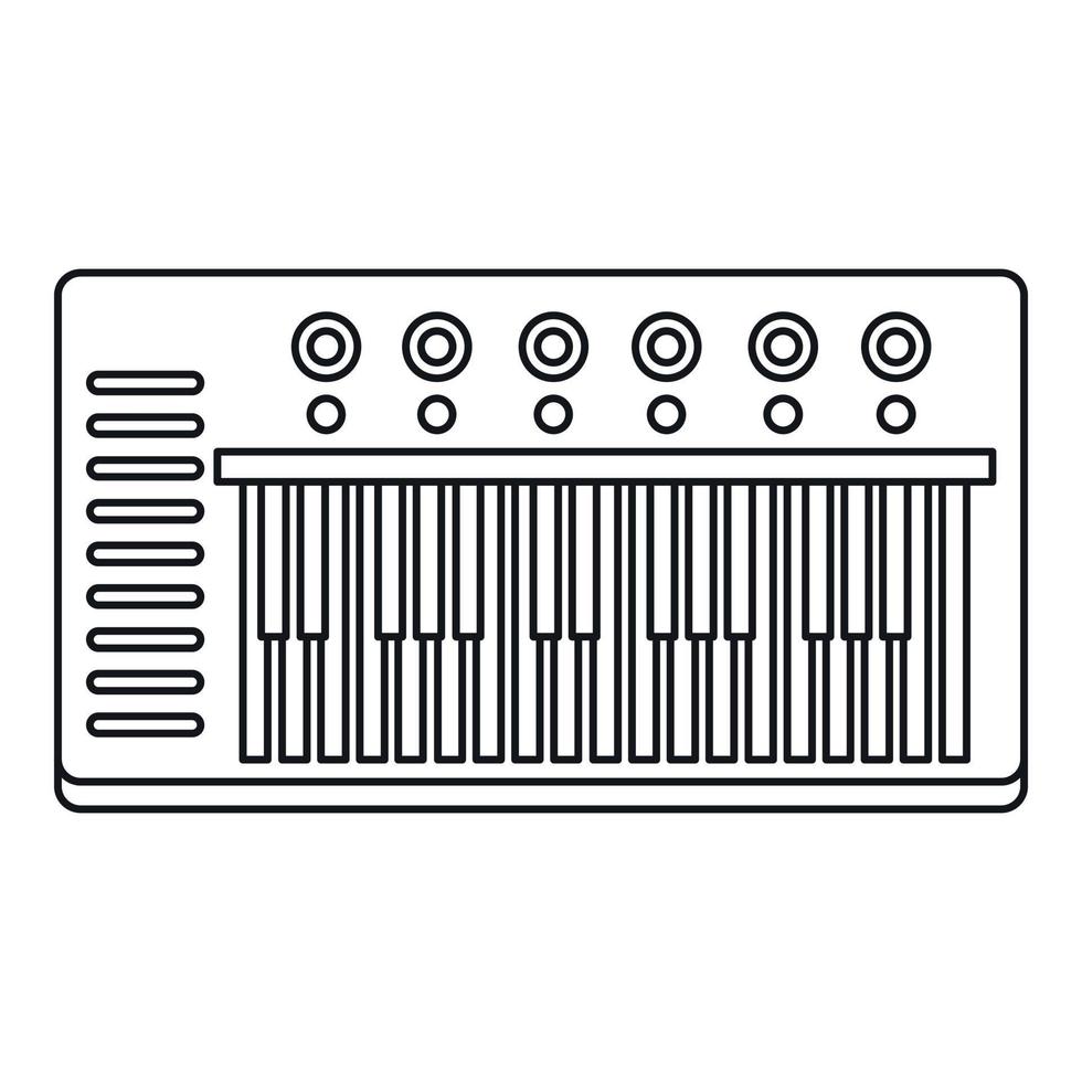 icône de synthétiseur de musique, style de contour vecteur