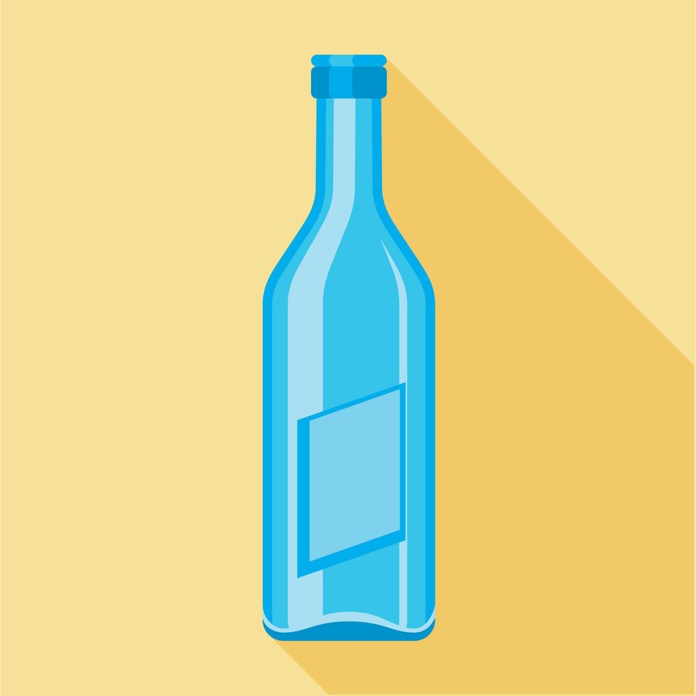 icône de bouteille en verre bleu, style plat vecteur