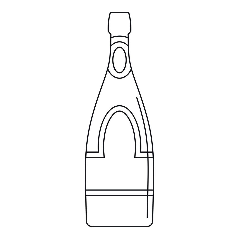 icône de bouteille de champagne, style de contour vecteur