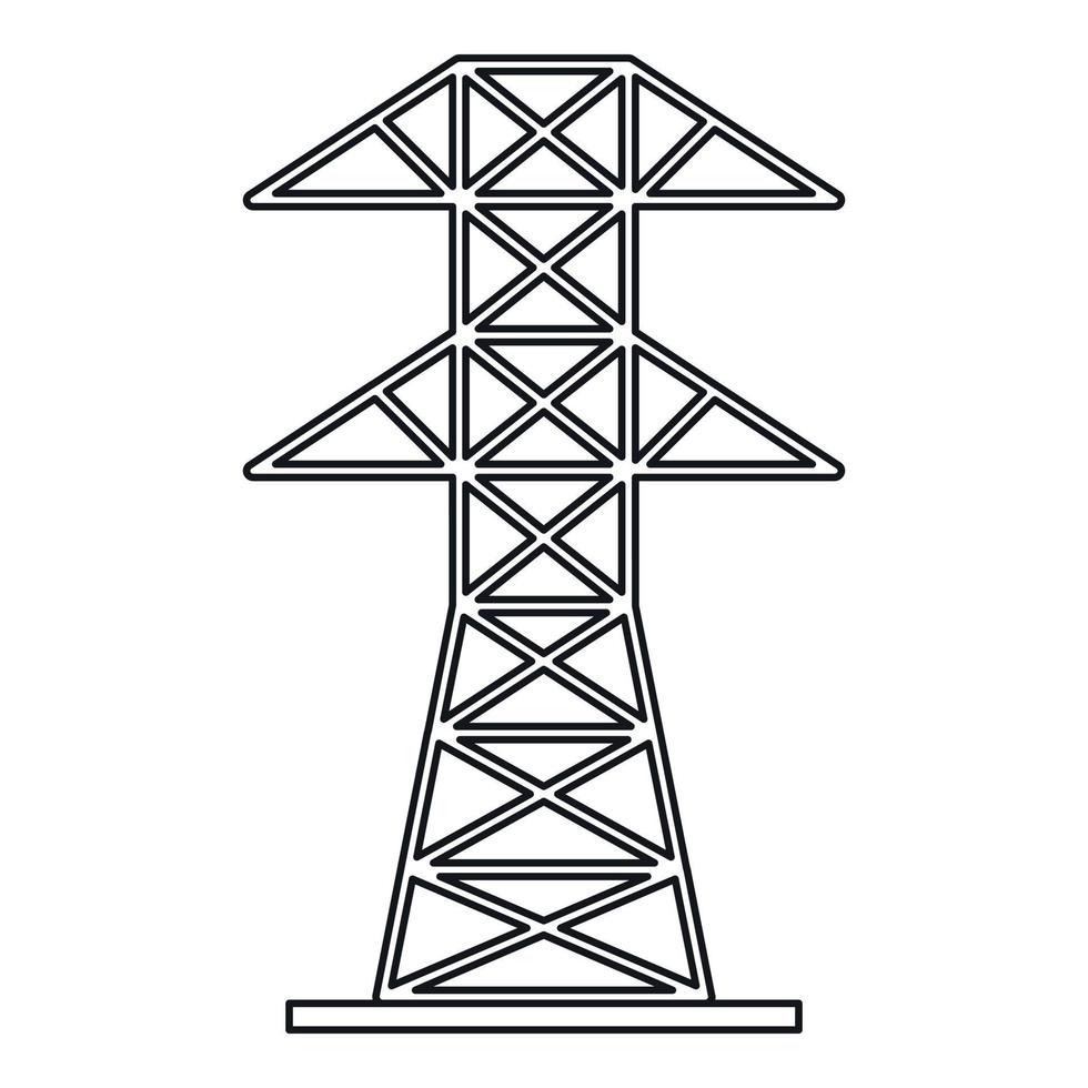 icône de tour électrique, style de contour vecteur