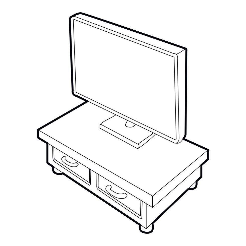 meuble tv en bois avec icône tv, style 3d isométrique vecteur