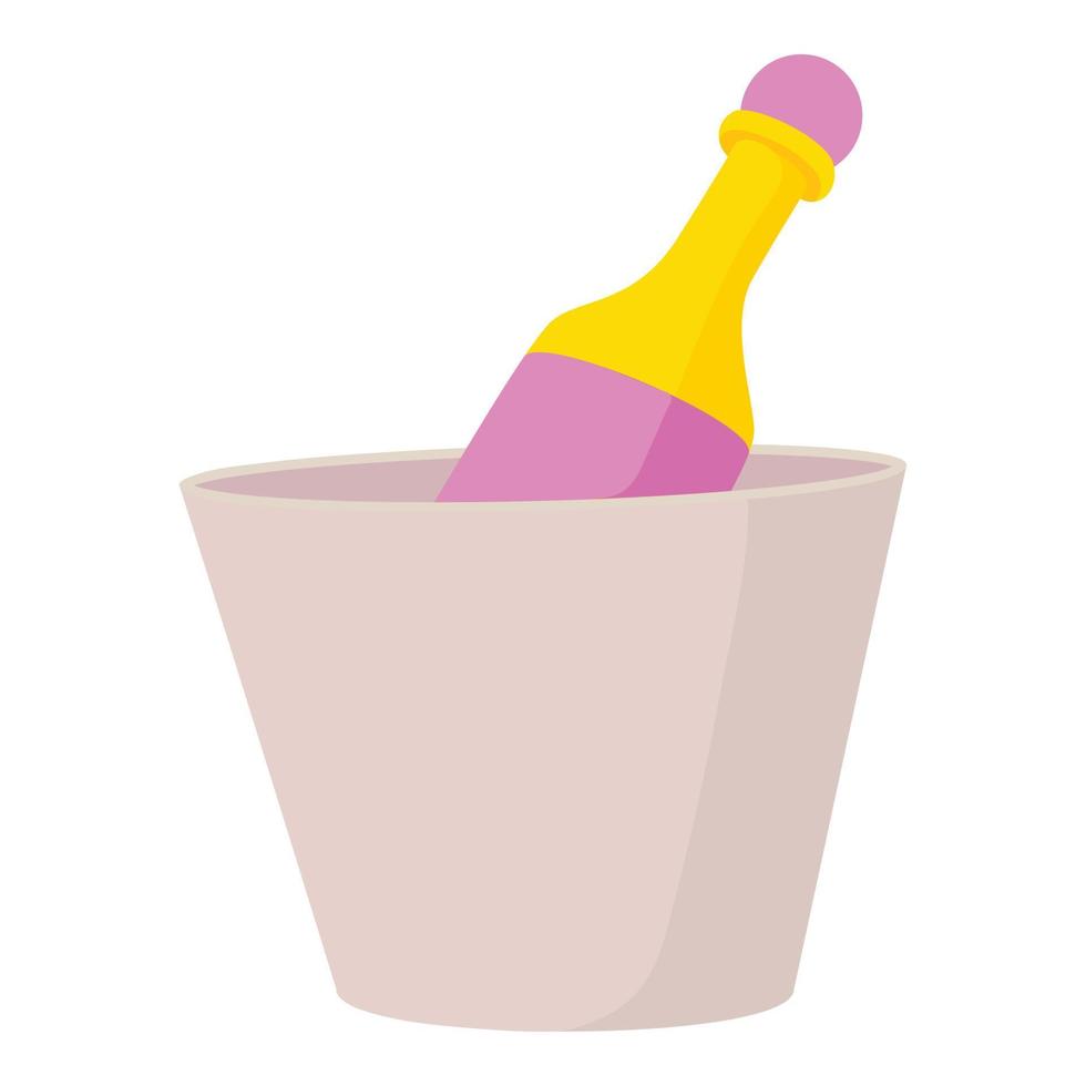 champagne dans l'icône du seau, style cartoon vecteur