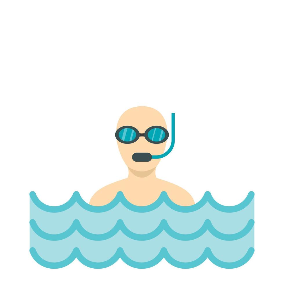 plongeur avec icône de plongée, style plat vecteur