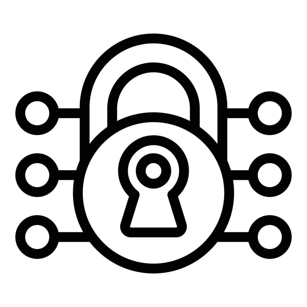 vecteur de contour d'icône de cadenas numérique. système serveur