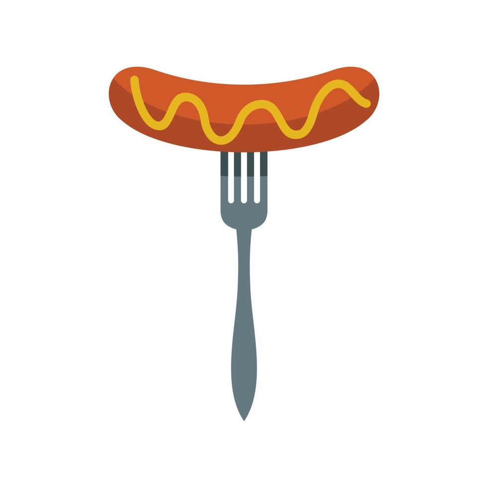 saucisse grillée sur une icône de fourche, style plat vecteur