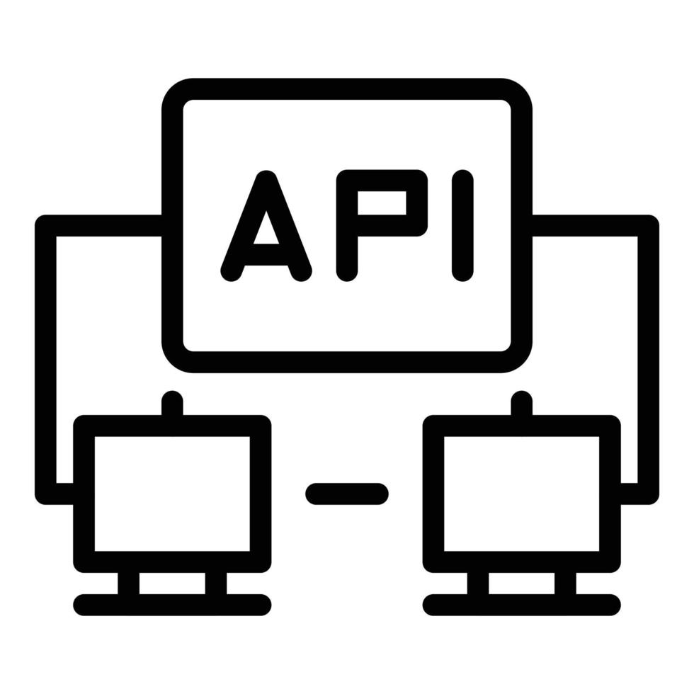 vecteur de contour d'icône de réseau api. processus d'affaires