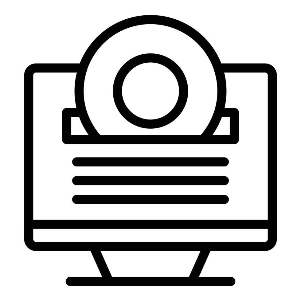 vecteur de contour d'icône de logiciel de disque. processus de construction