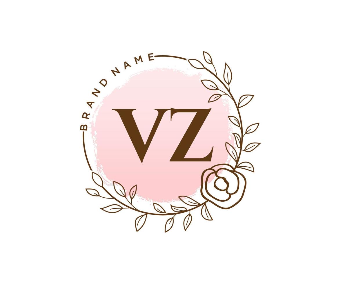 logo féminin vz initial. utilisable pour les logos nature, salon, spa, cosmétique et beauté. élément de modèle de conception de logo vectoriel plat.