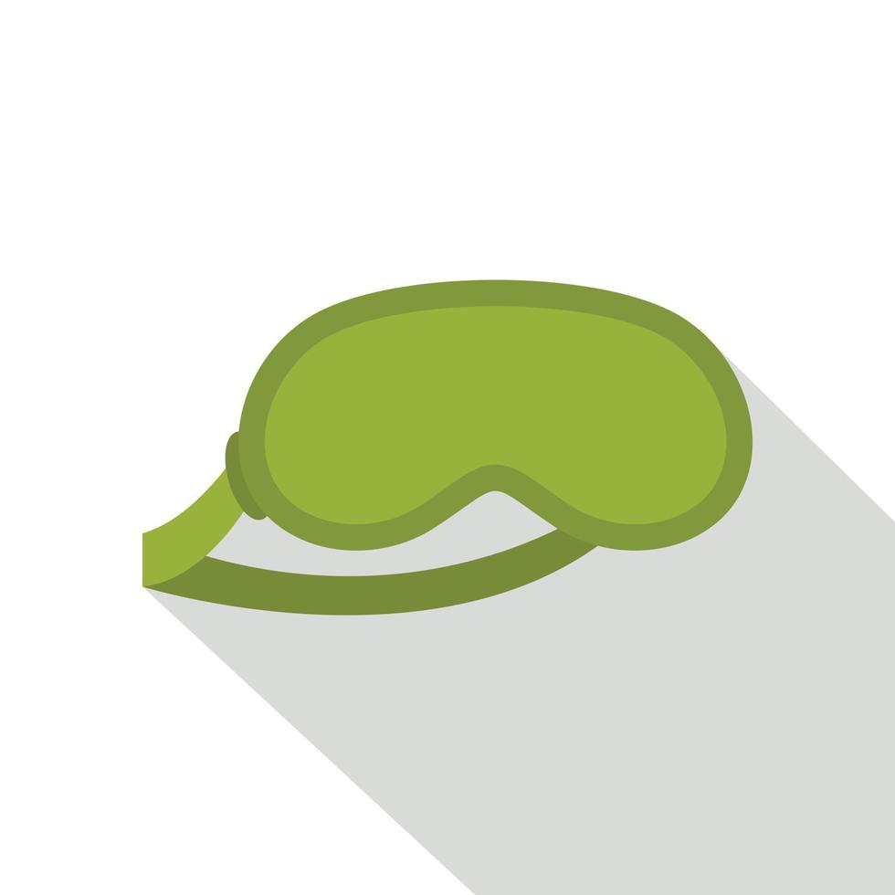 icône de masque de sommeil vert, style plat vecteur