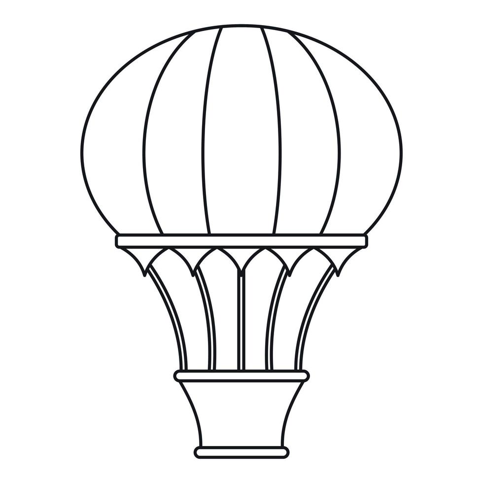 ballon à air chaud avec icône de panier, style de contour vecteur