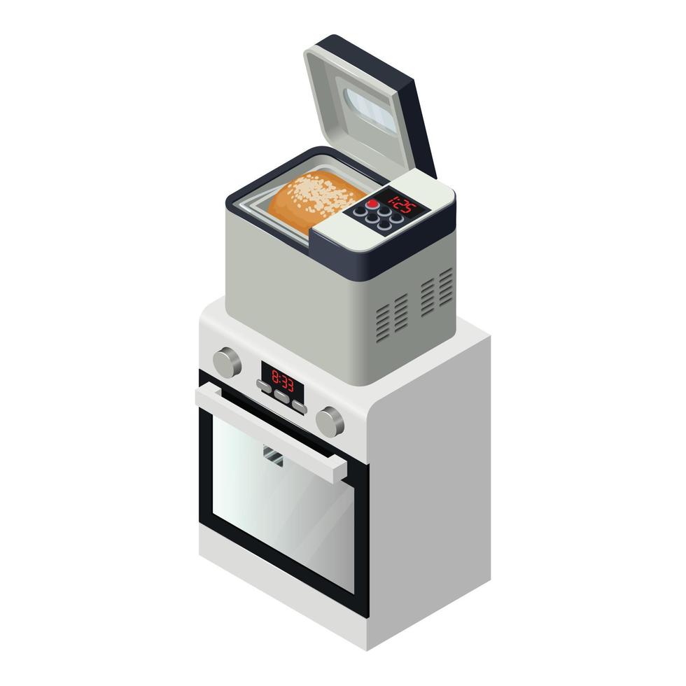 vecteur isométrique d'icône de technique de cuisine. nouvelle icône moderne de four et de machine à pain