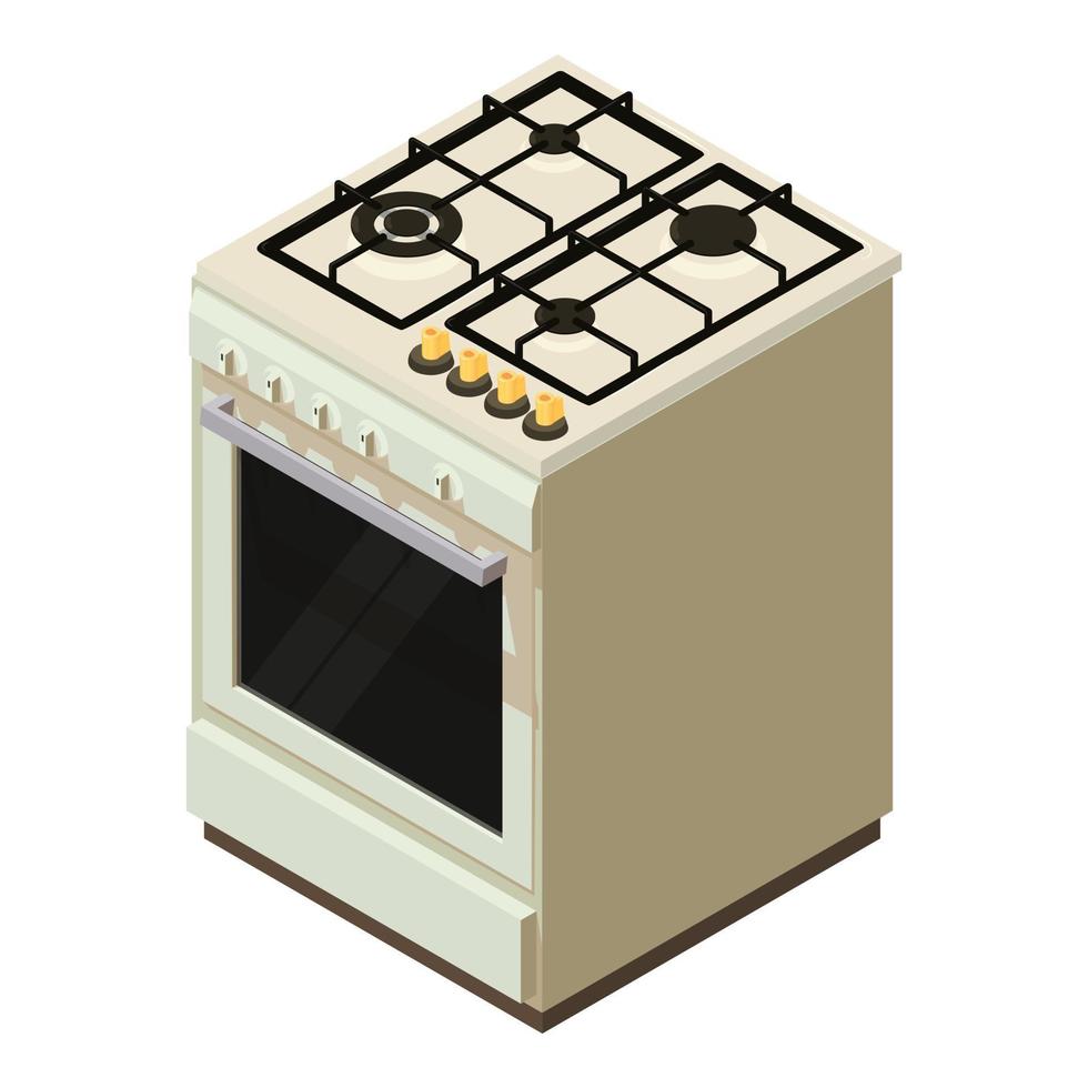 vecteur isométrique d'icône de cuisinière à gaz. nouveau four à gaz vide moderne avec icône à quatre brûleurs