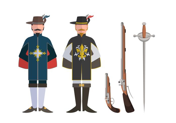 Ensembles de vecteurs de personnage et de mousquetaires de mousquetaires vecteur