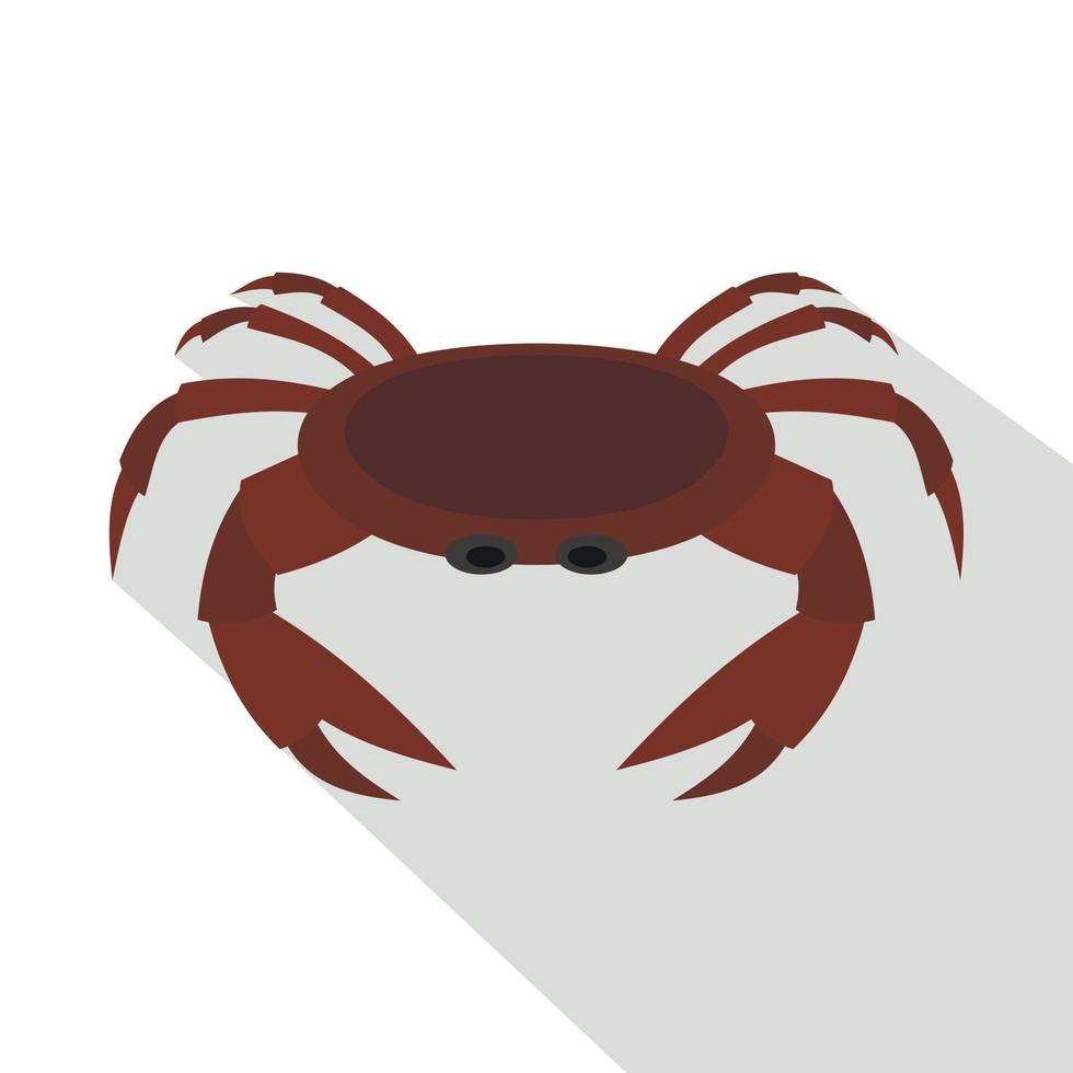 icône de crabe brun comestible, style plat vecteur