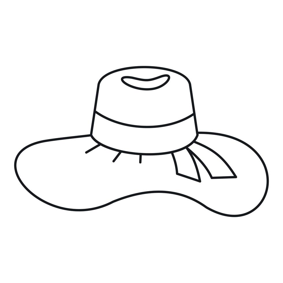icône de chapeau de femme, style de contour vecteur