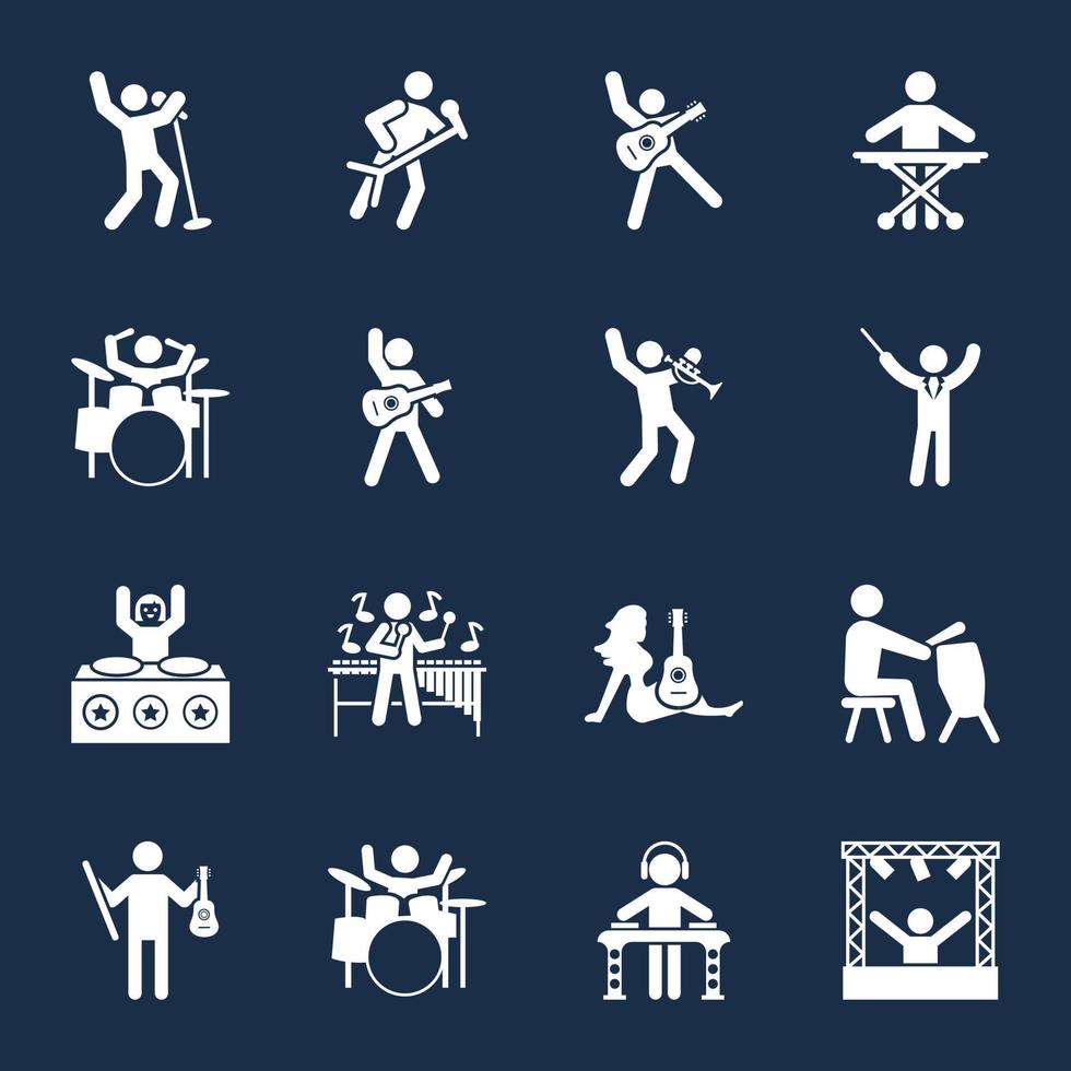 pack de dessins d'icônes de musiciens vecteur