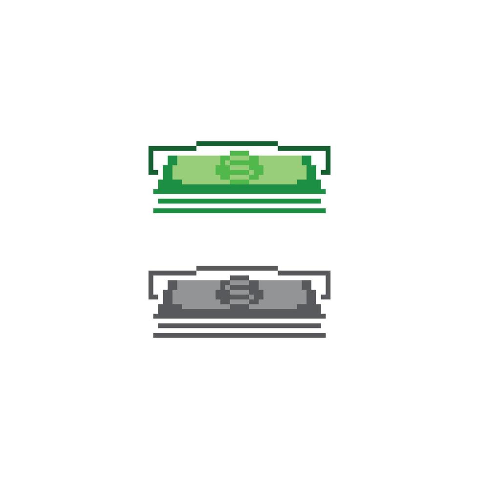 guichet automatique, retrait d'argent, dollar d'argent. pixel art 8 bits icône illustration vectorielle vecteur