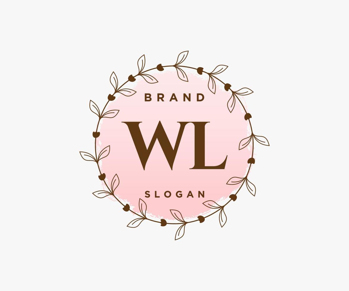 logo féminin wl initial. utilisable pour les logos nature, salon, spa, cosmétique et beauté. élément de modèle de conception de logo vectoriel plat.