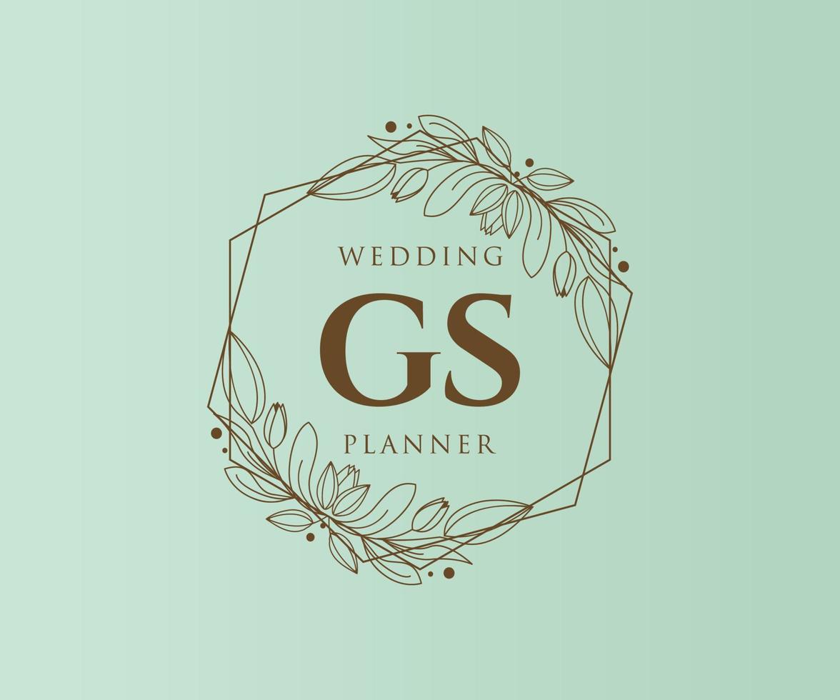 gs initiales lettre collection de logos de monogramme de mariage, modèles minimalistes et floraux modernes dessinés à la main pour cartes d'invitation, réservez la date, identité élégante pour restaurant, boutique, café en image vectorielle vecteur