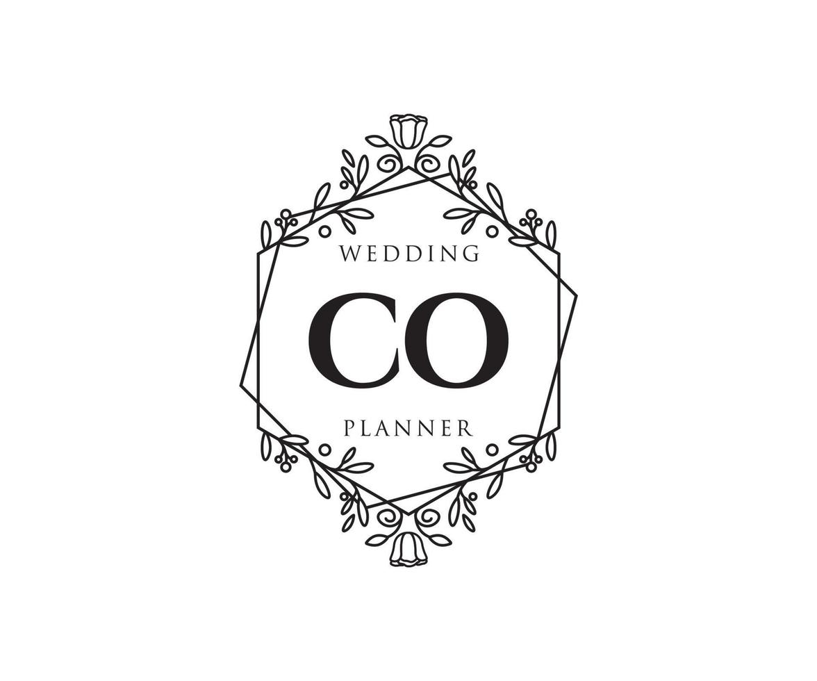 co initiales lettre mariage monogramme logos collection, modèles minimalistes et floraux modernes dessinés à la main pour cartes d'invitation, réservez la date, identité élégante pour restaurant, boutique, café en image vectorielle vecteur