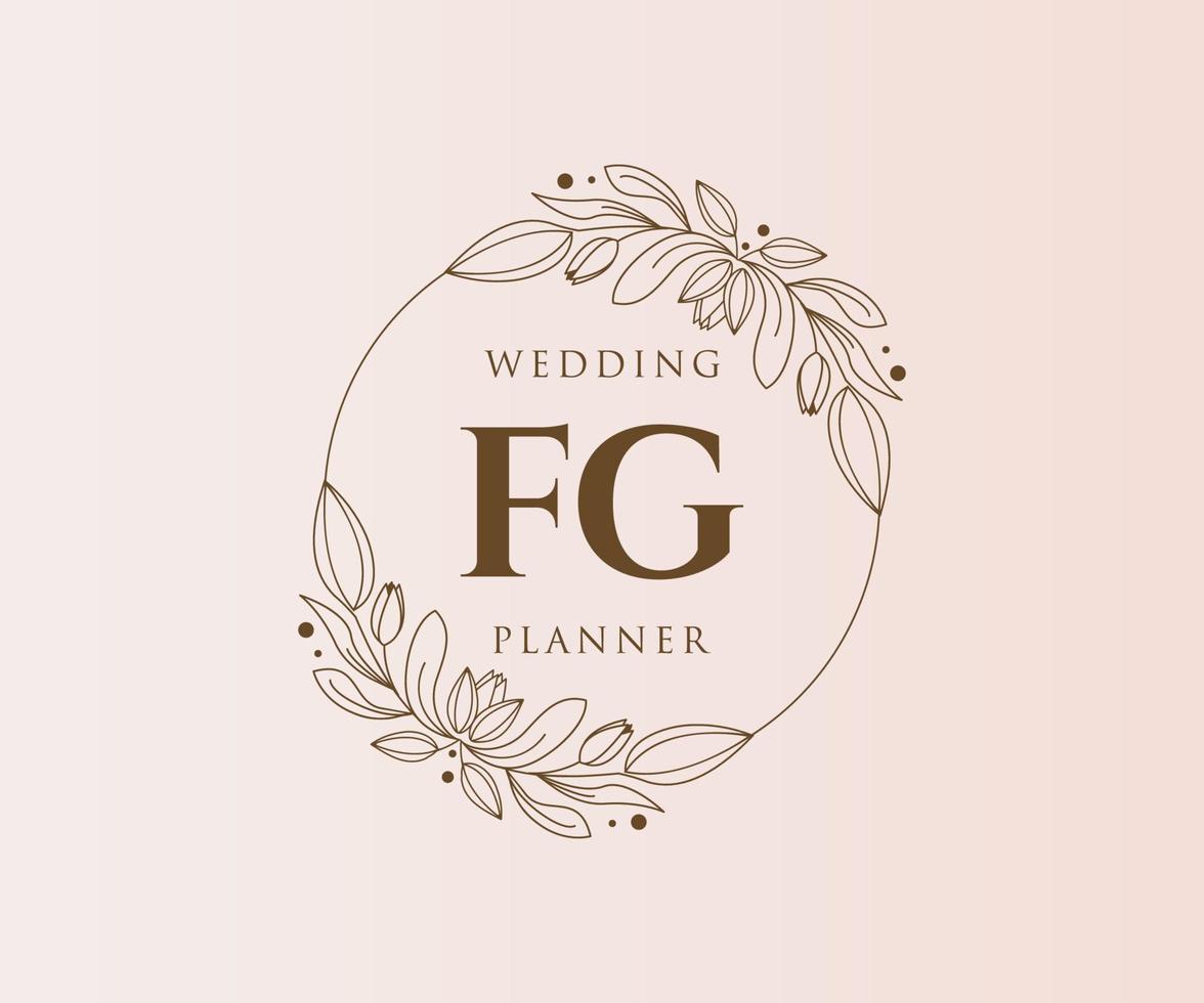 fg initiales lettre collection de logos de monogramme de mariage, modèles minimalistes et floraux modernes dessinés à la main pour cartes d'invitation, réservez la date, identité élégante pour restaurant, boutique, café en image vectorielle vecteur