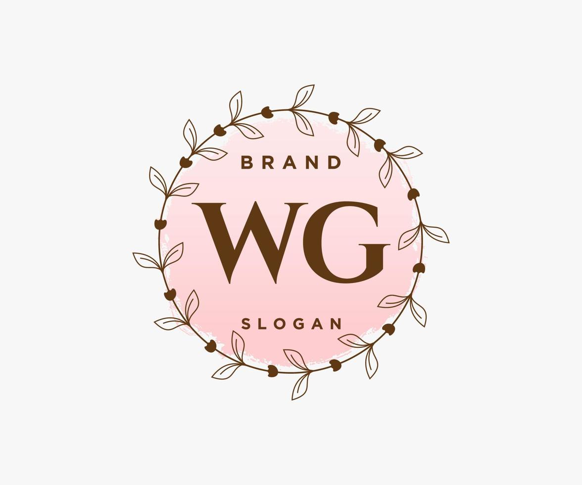 logo féminin wg initial. utilisable pour les logos nature, salon, spa, cosmétique et beauté. élément de modèle de conception de logo vectoriel plat.