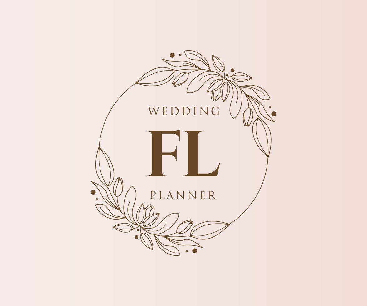 fl initiales lettre mariage monogramme logos collection, modèles minimalistes et floraux modernes dessinés à la main pour cartes d'invitation, réservez la date, identité élégante pour restaurant, boutique, café en image vectorielle vecteur