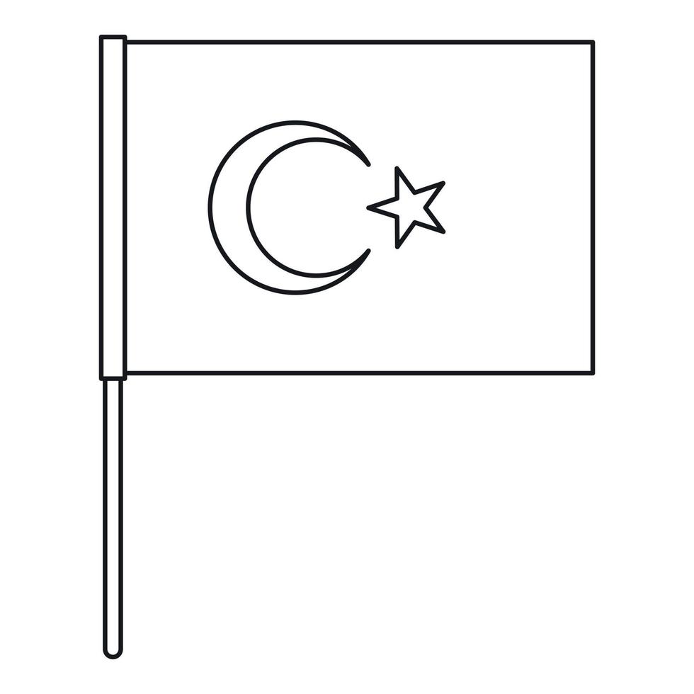 drapeau de la turquie, icône de style contour vecteur