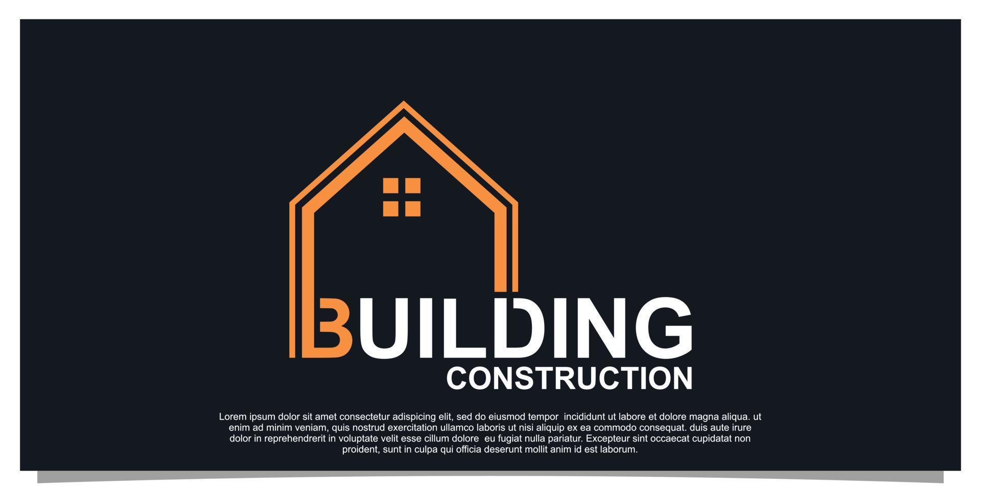 création de logo de construction de bâtiment avec vecteur premium de concept créatif
