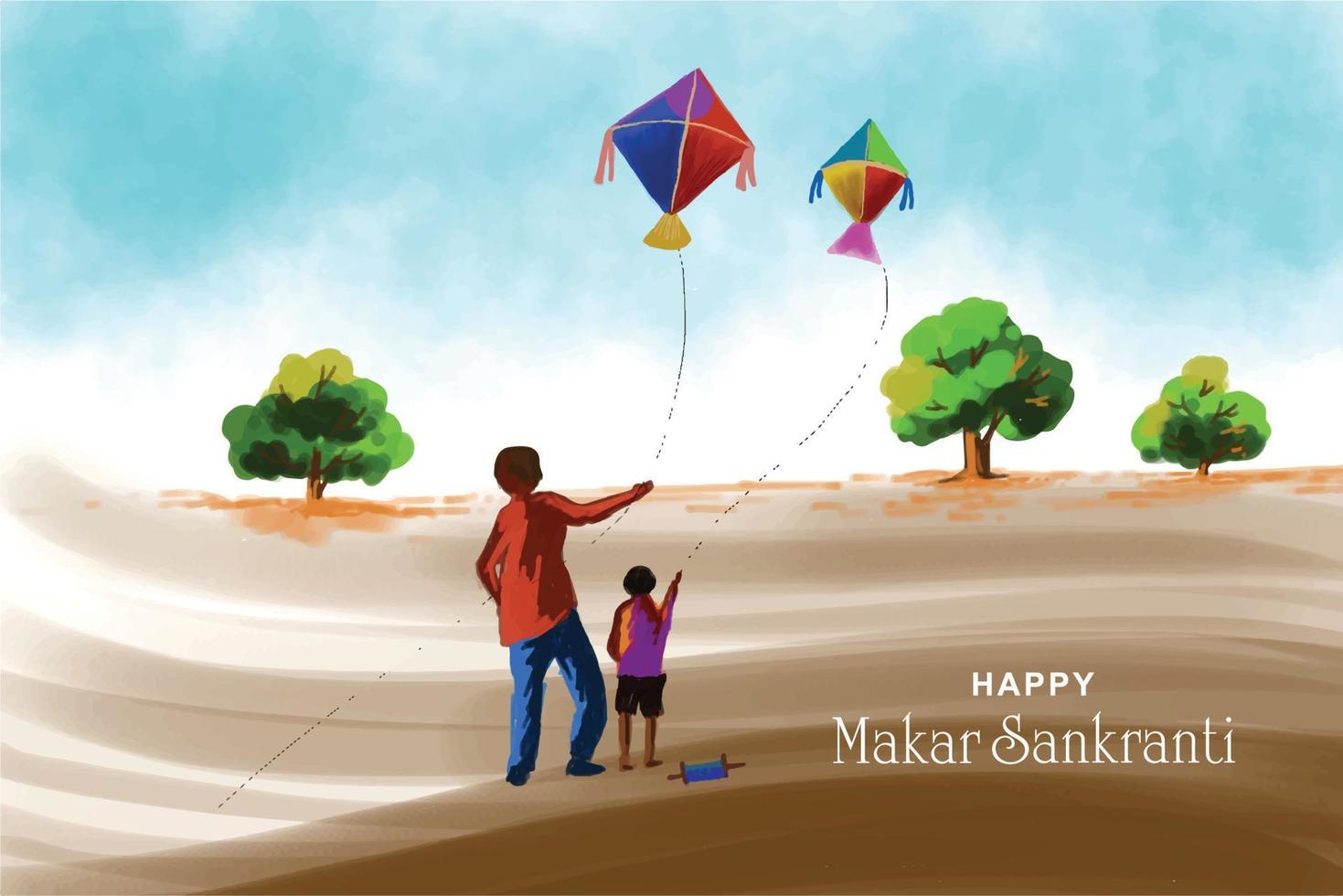 joyeux makar sankranti vacances inde festival fond vecteur