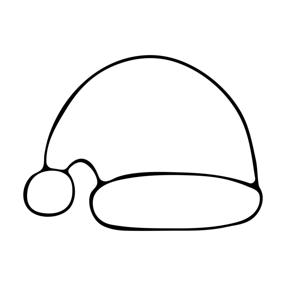 chapeau de père noël sur fond blanc dans le style de vecteur de doodle