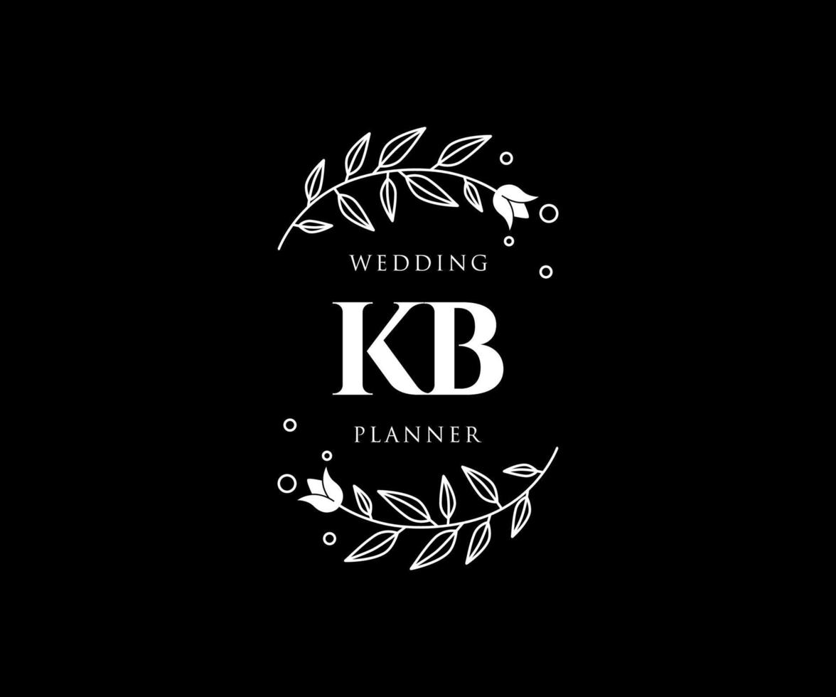 kb initiales lettre mariage monogramme logos collection, modèles minimalistes et floraux modernes dessinés à la main pour cartes d'invitation, réservez la date, identité élégante pour restaurant, boutique, café en image vectorielle vecteur