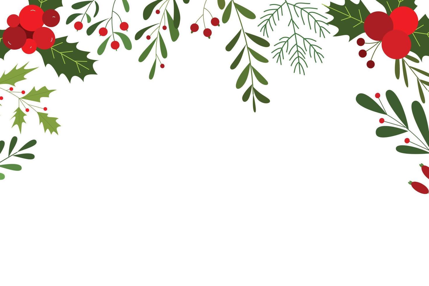 illustration de baies et de fleurs pour la conception de cadre de noël. arrière-plans naturels pour affiches, espace de copie et cartes de fête d'hiver vecteur