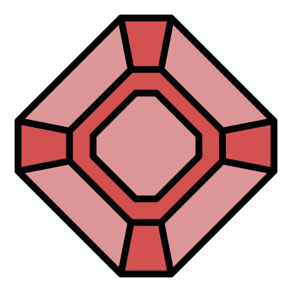vecteur de contour couleur icône bijou rubis