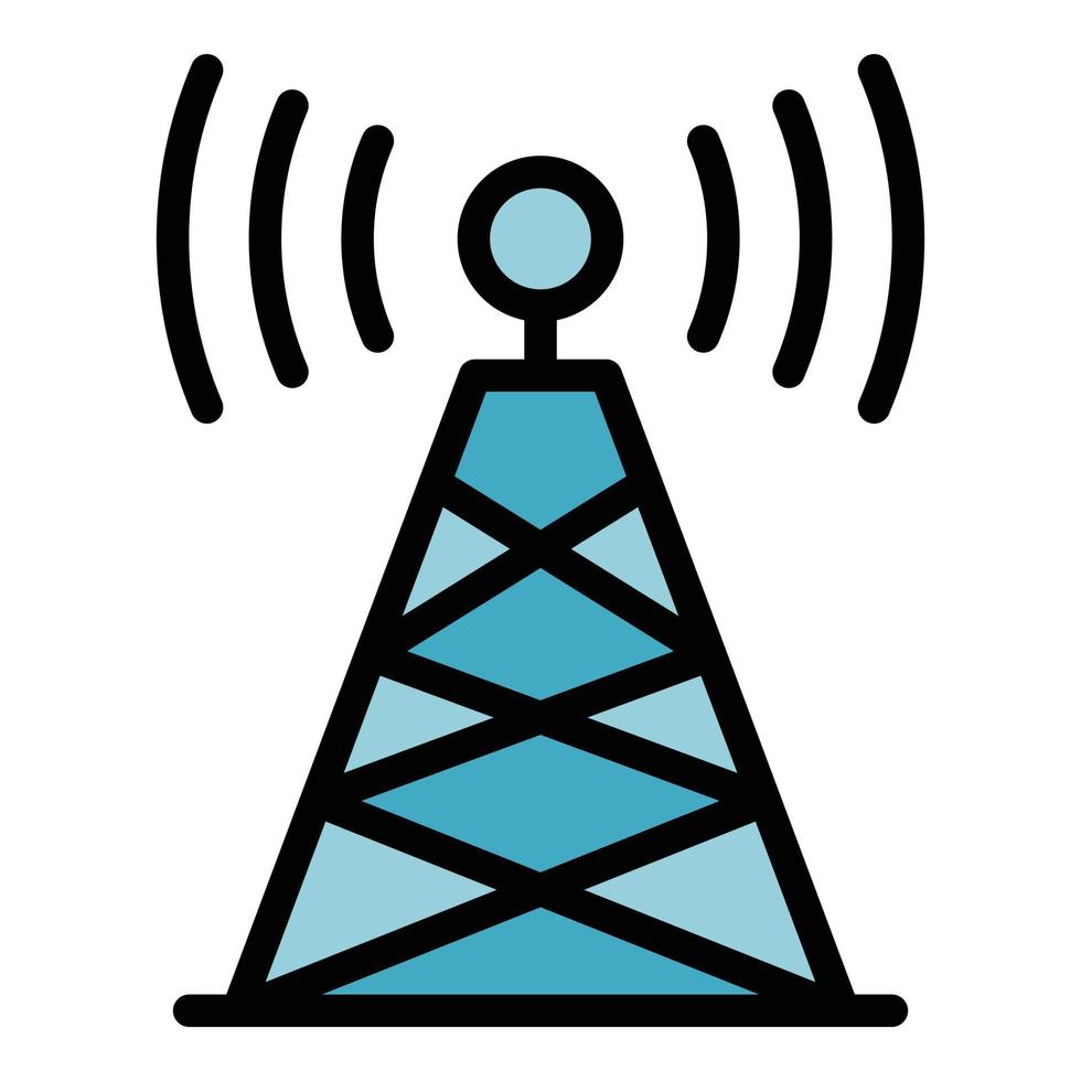 vecteur de contour de couleur de l'icône de la tour radio