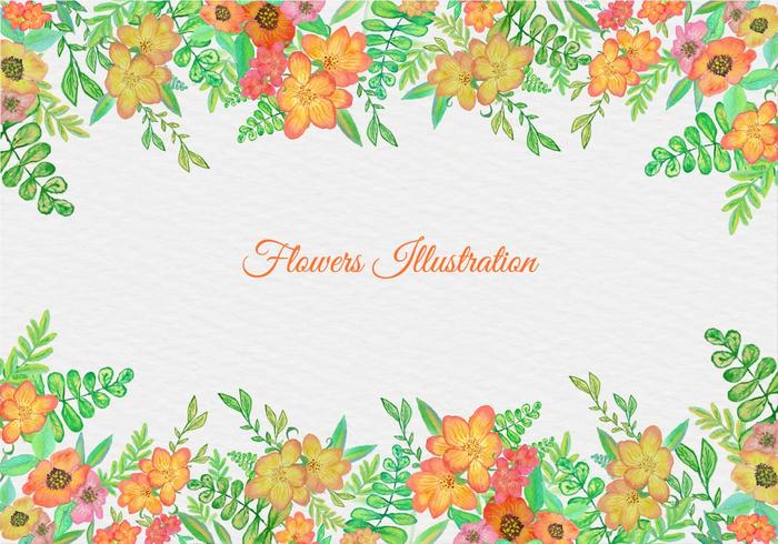 Cadre floral d'aquarelle vectoriel gratuit