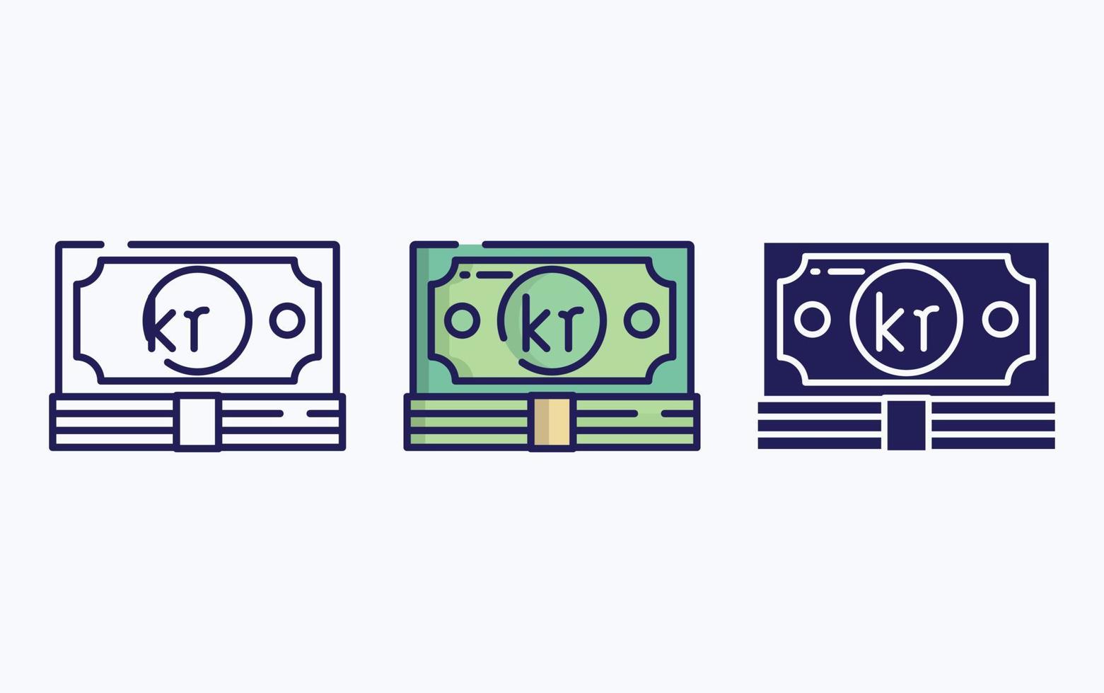 billet de banque, ligne d'argent et icône de glyphe, illustration vectorielle vecteur