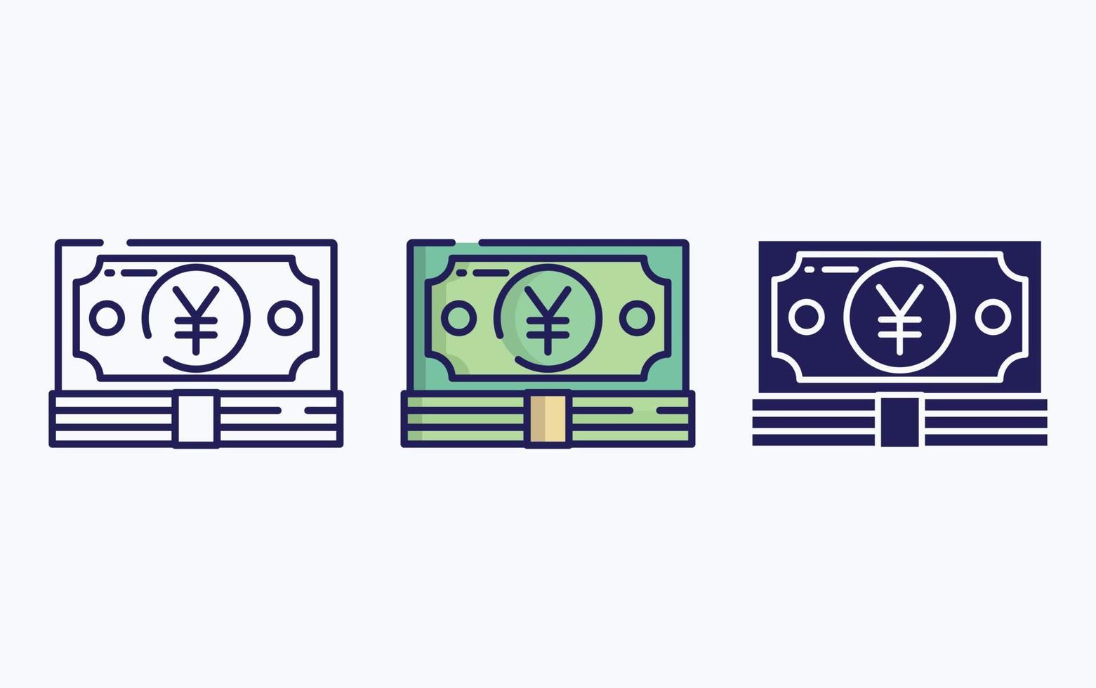 billet de banque, ligne d'argent et icône de glyphe, illustration vectorielle vecteur
