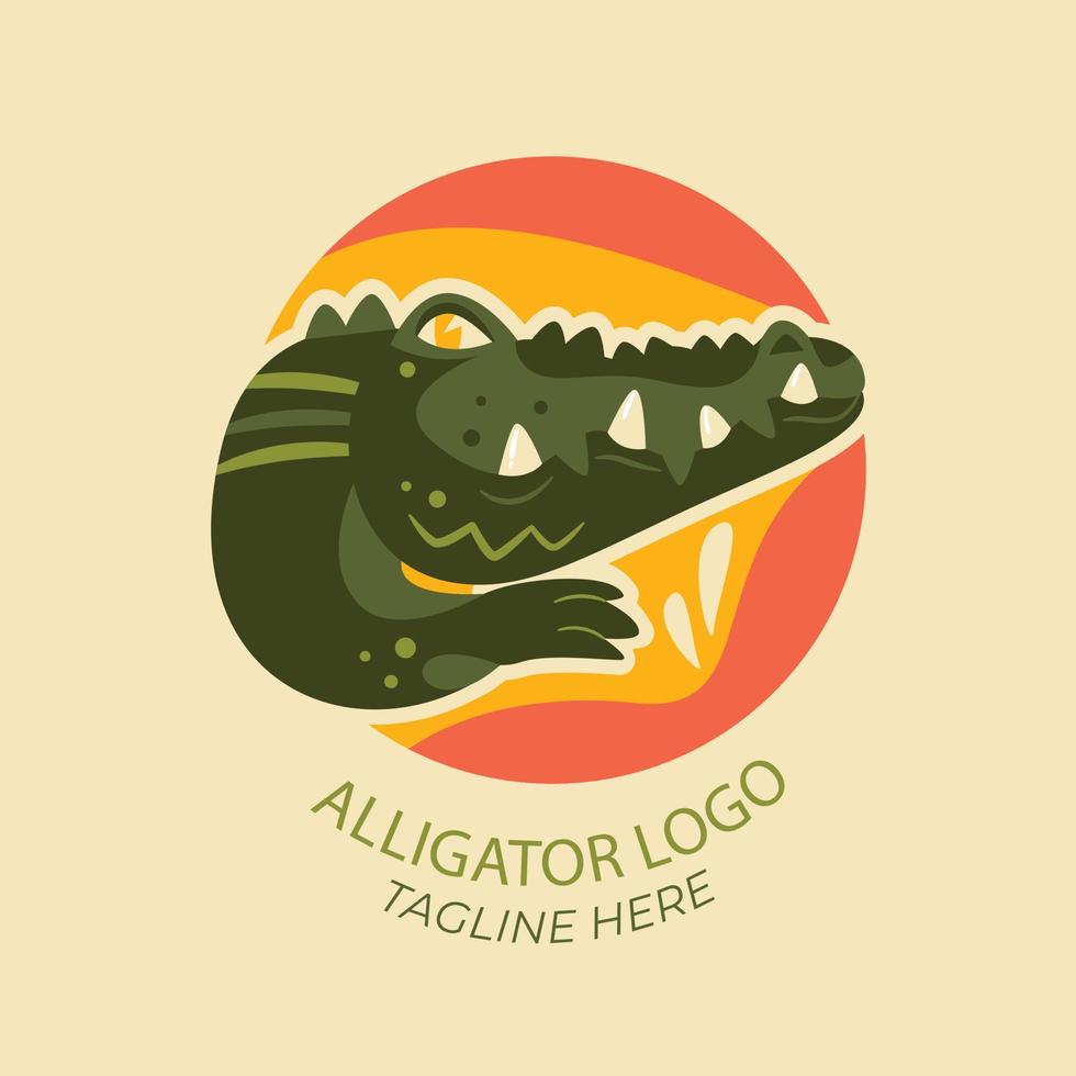 modèle de logo alligator plat vecteur